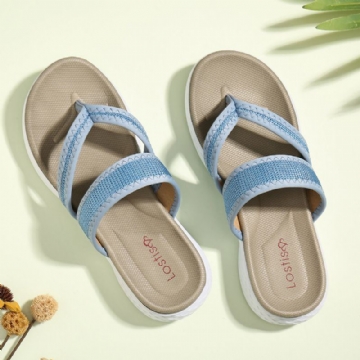 Damen Flip Flop Nähte Mit Weicher Sohle Zum Hineinschlüpfen Beiläufige Flache Sommersandalen