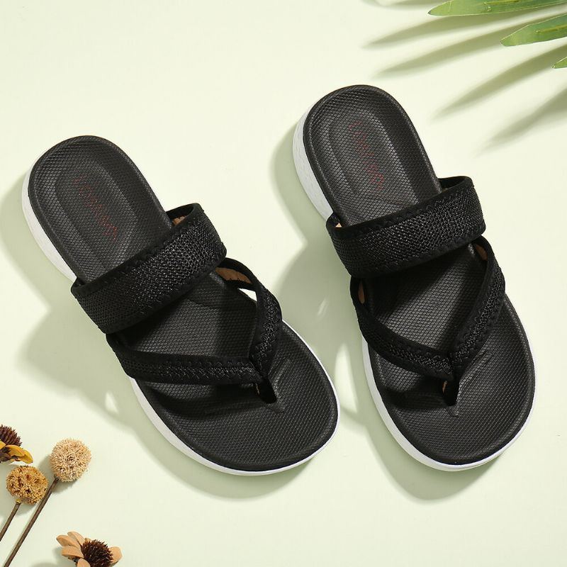 Damen Flip Flop Nähte Mit Weicher Sohle Zum Hineinschlüpfen Beiläufige Flache Sommersandalen