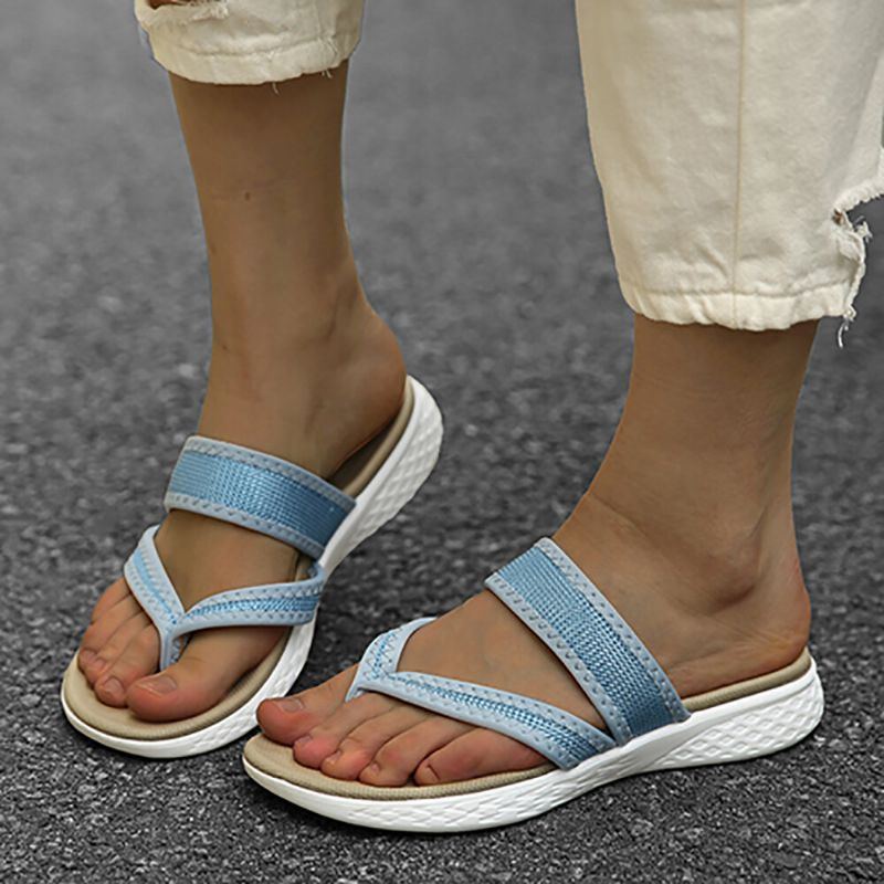 Damen Flip Flop Nähte Mit Weicher Sohle Zum Hineinschlüpfen Beiläufige Flache Sommersandalen