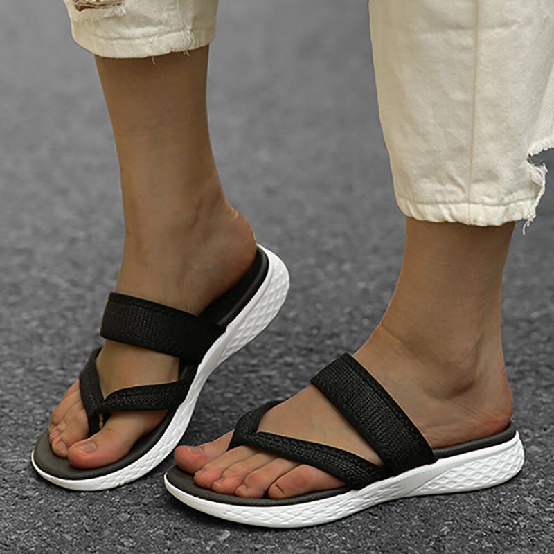 Damen Flip Flop Nähte Mit Weicher Sohle Zum Hineinschlüpfen Beiläufige Flache Sommersandalen