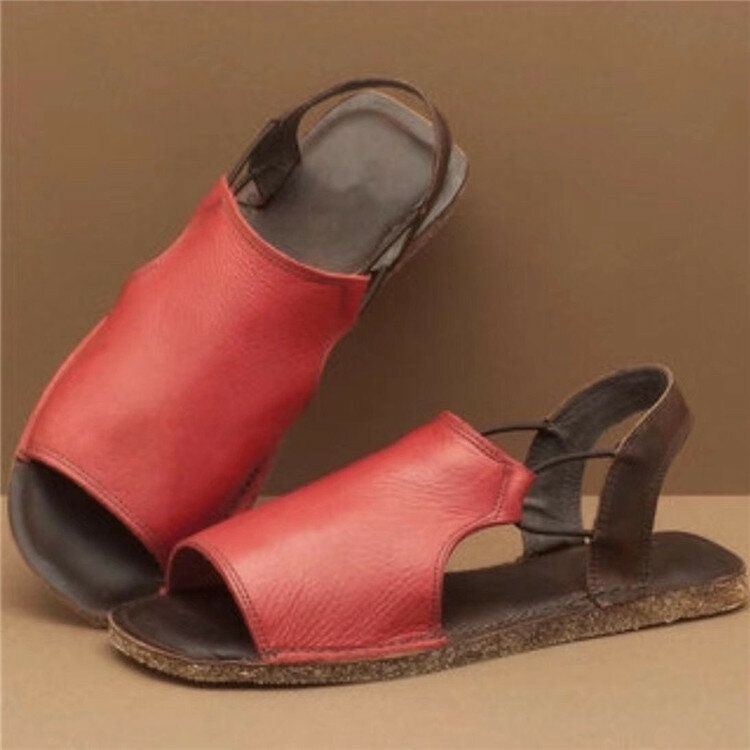 Damen Große Größe Aushöhlen Einfarbig Lässige Slingback Sommer Römische Flache Sandalen