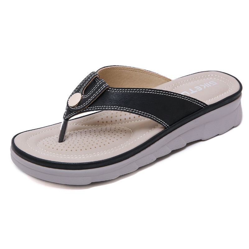 Damen Große Größe Flip Flops Beach Flat Casual Sandalen