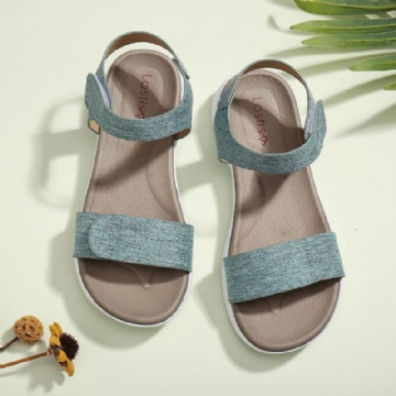 Damen Hook Loop Open Toe Weiche Sohle Bequeme Sommer Lässige Flache Sandalen