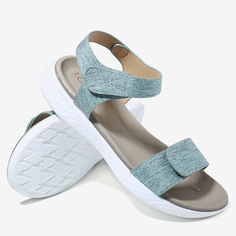 Damen Hook Loop Open Toe Weiche Sohle Bequeme Sommer Lässige Flache Sandalen