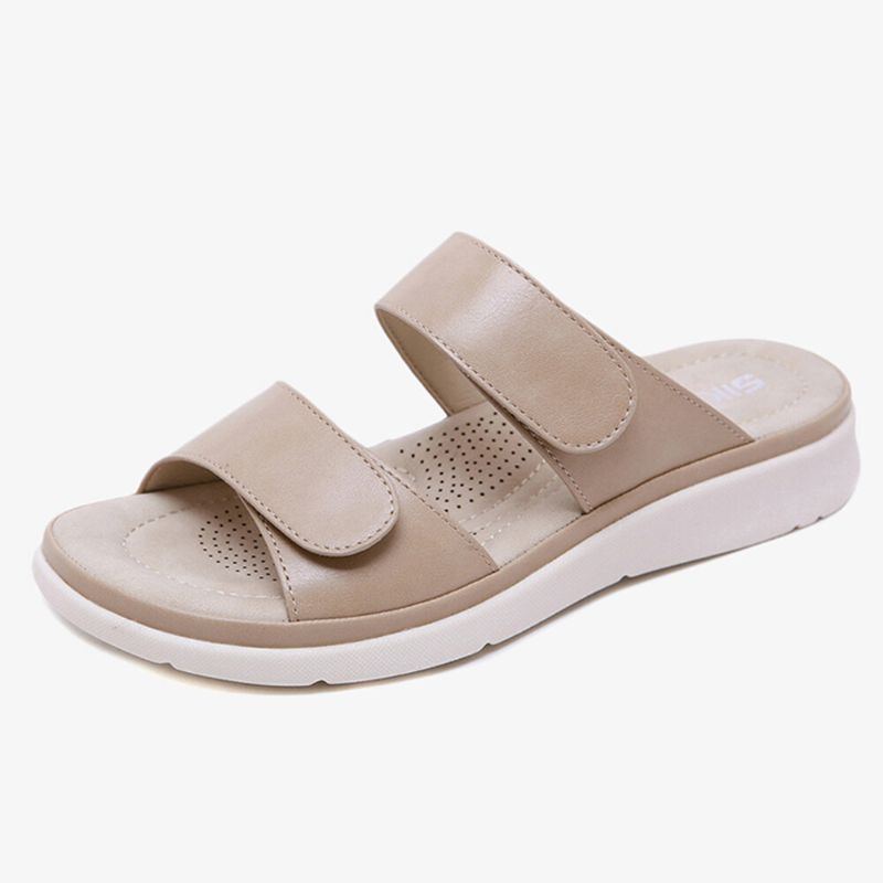 Damen Open Toe Hook Loop Weiche Sohle Sommer Strand Casual Flache Sandalen