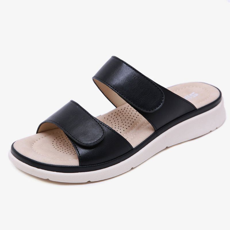 Damen Open Toe Hook Loop Weiche Sohle Sommer Strand Casual Flache Sandalen