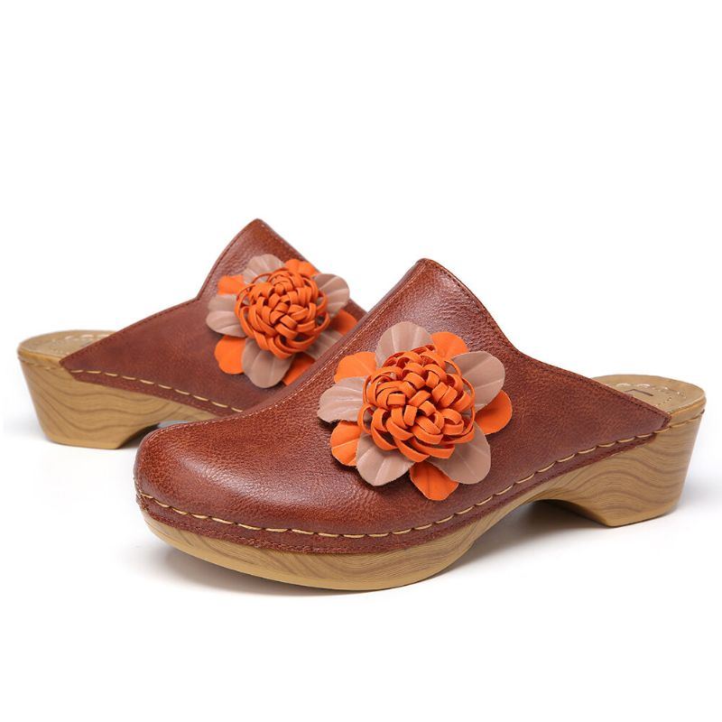 Damen Tridimensional Flower Closed Toe Backless Clogs Sandalen