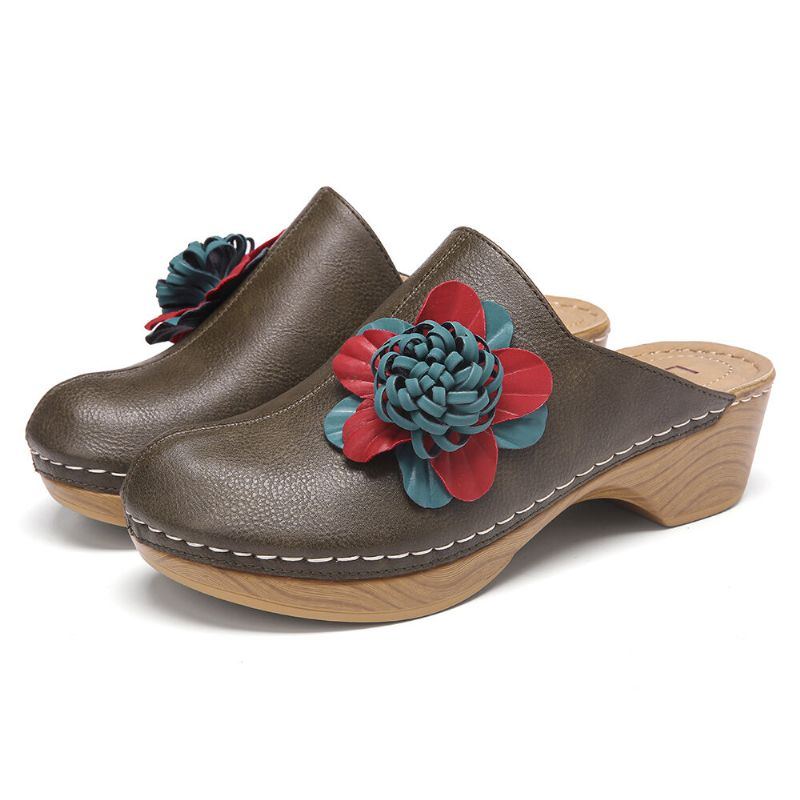 Damen Tridimensional Flower Closed Toe Backless Clogs Sandalen