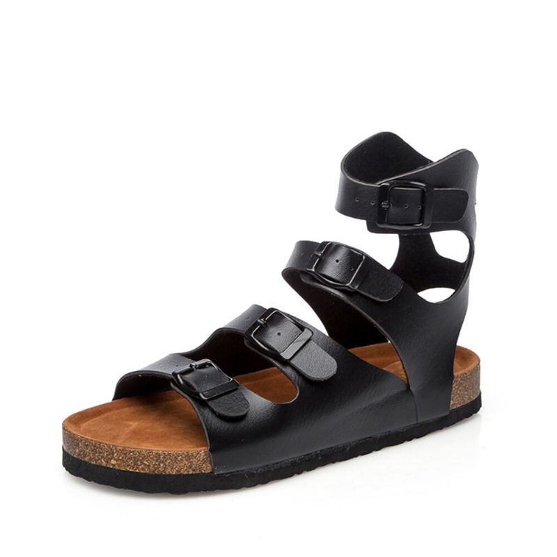 Damen Verkauft Farbe Bequeme Open Toe Schnallenriemen Weiche Kork Sandalen