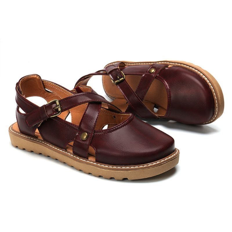 Geschlossene Zehensandalen Mit Breitem Schnitt Und Comgy Cross Buckle Riemen Für Damen