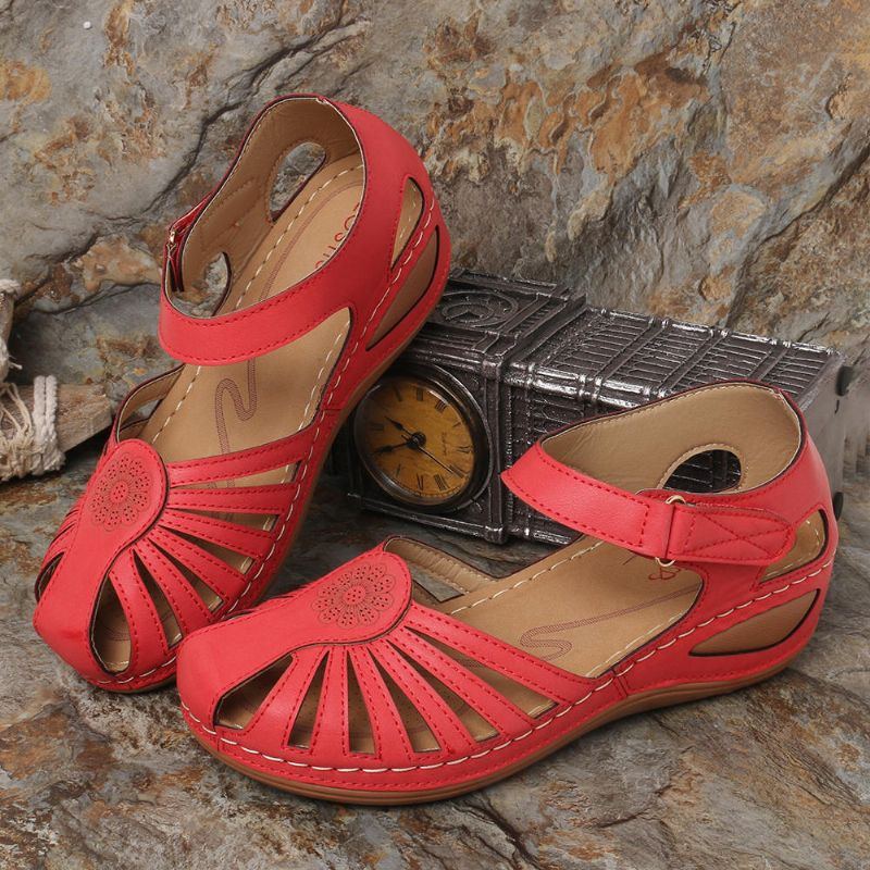 Große Damen Sandalen Mit Blumenmuster Bequem Und Atmungsaktiv