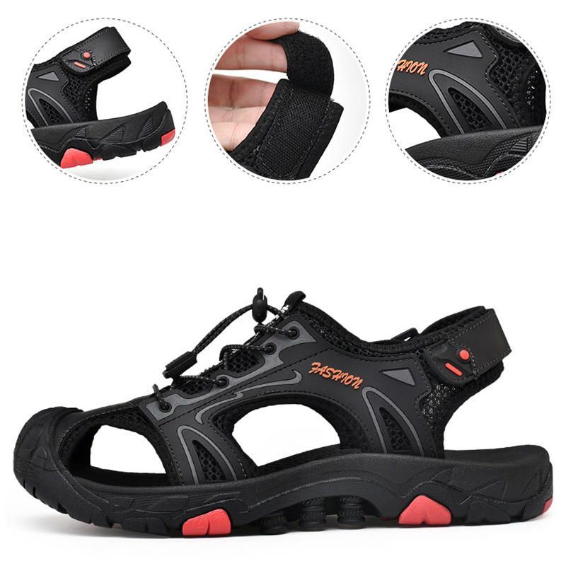 Herren Anti Kollisions Zehenkappe Outdoor Wandern Echte Ledersandalen