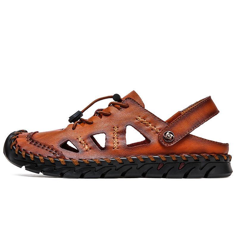 Herren Casual Handnähte Weiche Sohlen Gummiband Sandalen