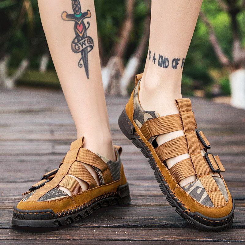 Herren Casual Sommer Hook Loop Closed Toe Rutschfeste Outdoor Sandalen