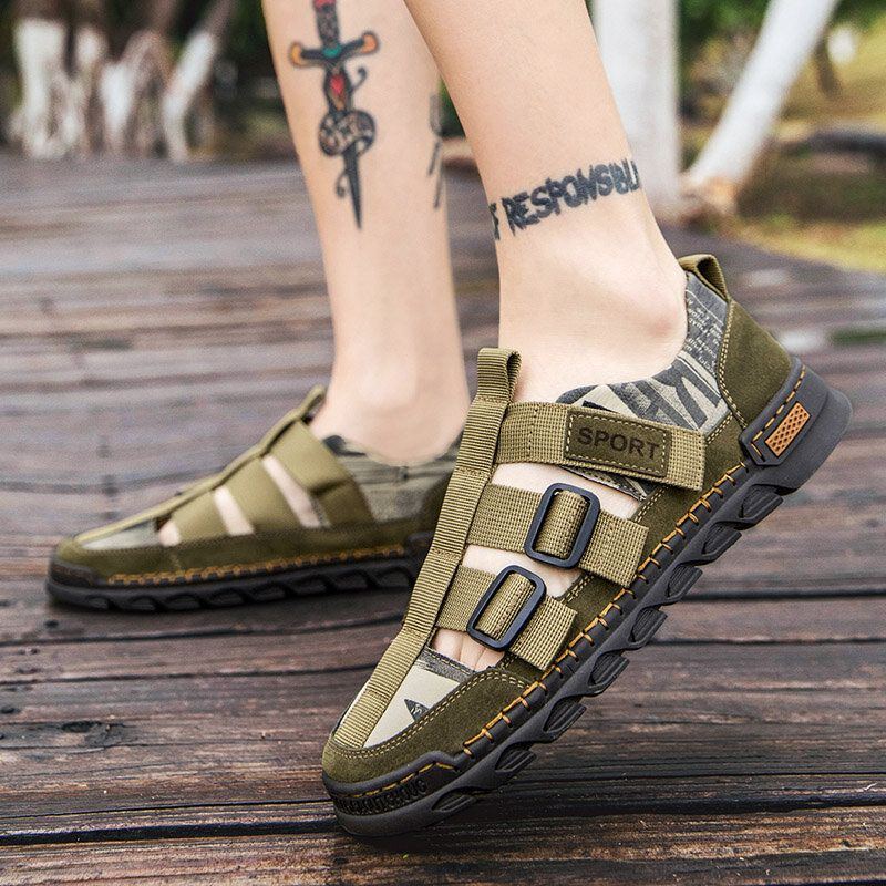 Herren Casual Sommer Hook Loop Closed Toe Rutschfeste Outdoor Sandalen