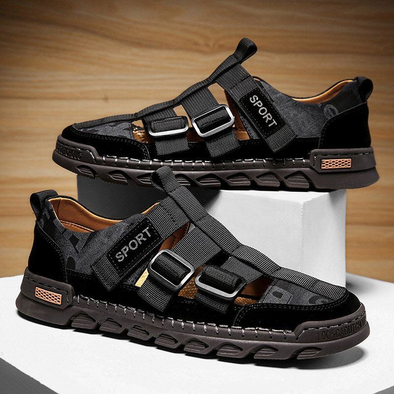 Herren Casual Sommer Hook Loop Closed Toe Rutschfeste Outdoor Sandalen