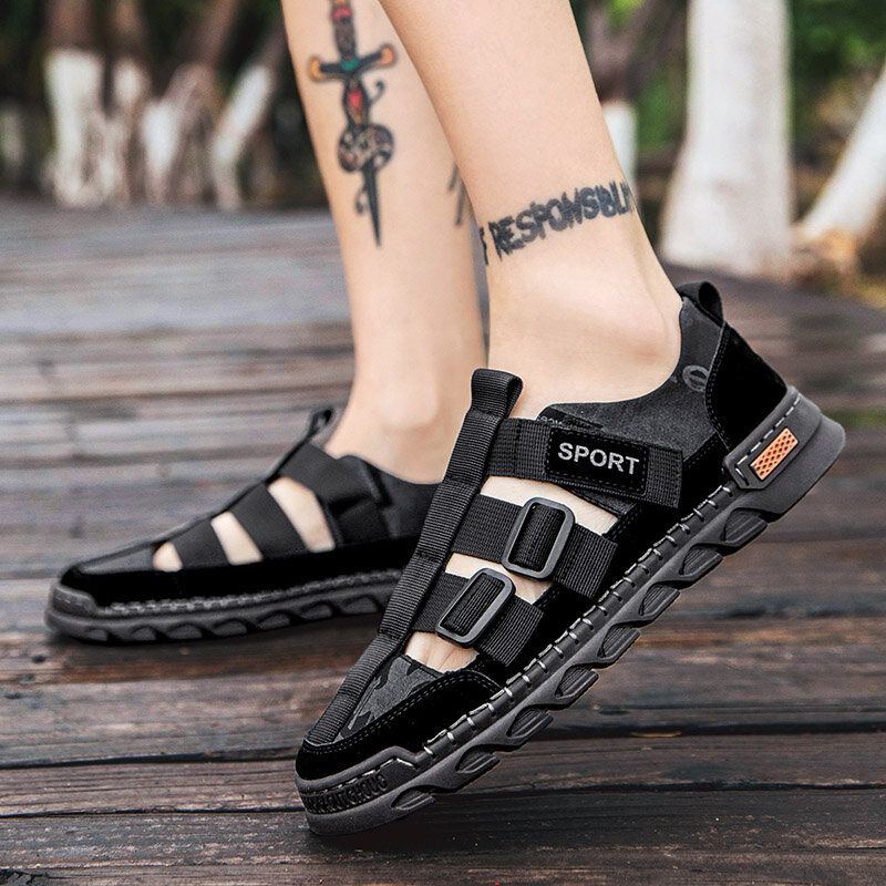 Herren Casual Sommer Hook Loop Closed Toe Rutschfeste Outdoor Sandalen