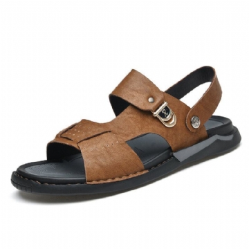 Herren Mikrofaser Leder Zwei Wege Atmungsaktive Weiche Rutschfeste Lässige Outdoor Sandalen