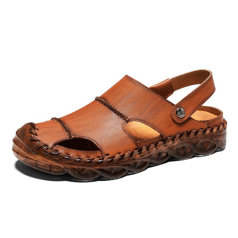 Herren Mikrofaser Leder Zwei Wege Trage Rutschfeste Sandalen