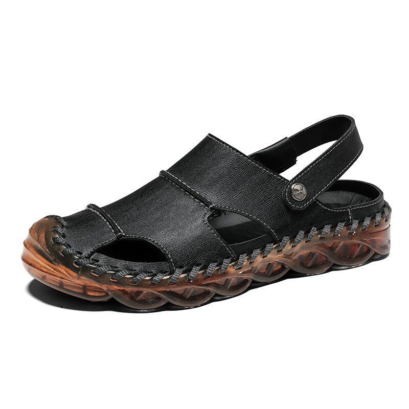 Herren Mikrofaser Leder Zwei Wege Trage Rutschfeste Sandalen