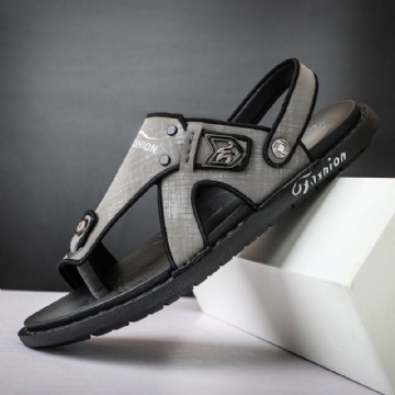 Herren Mikrofaser Leder Zwei Wege Weiche Atmungsaktive Rutschfeste Lässige Outdoor Sandalen