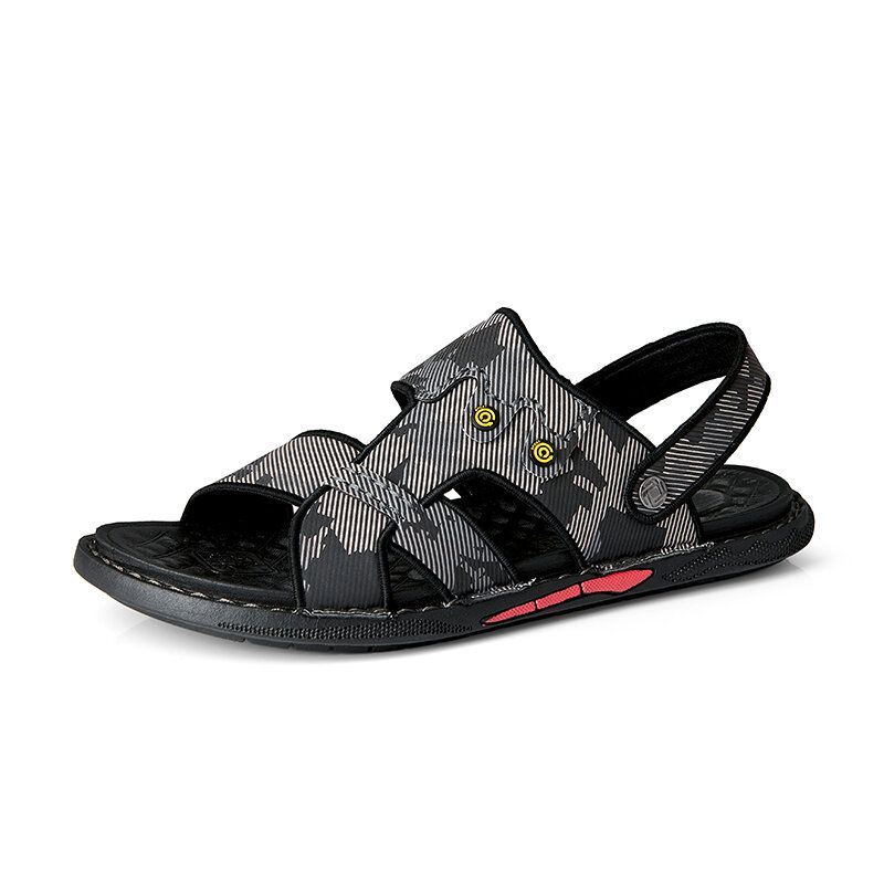 Herren Mikrofaser Leder Zwei Wege Weiche Rutschfeste Lässige Outdoor Sandalen