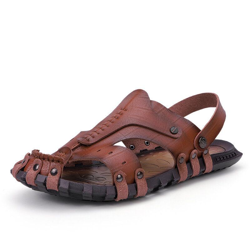 Herren Mikrofaser Stiching Lässige Strand Ledersandalen