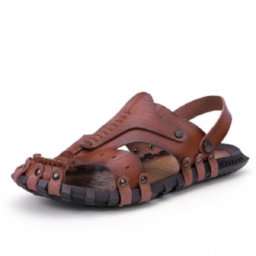 Herren Mikrofaser Stiching Lässige Strand Ledersandalen