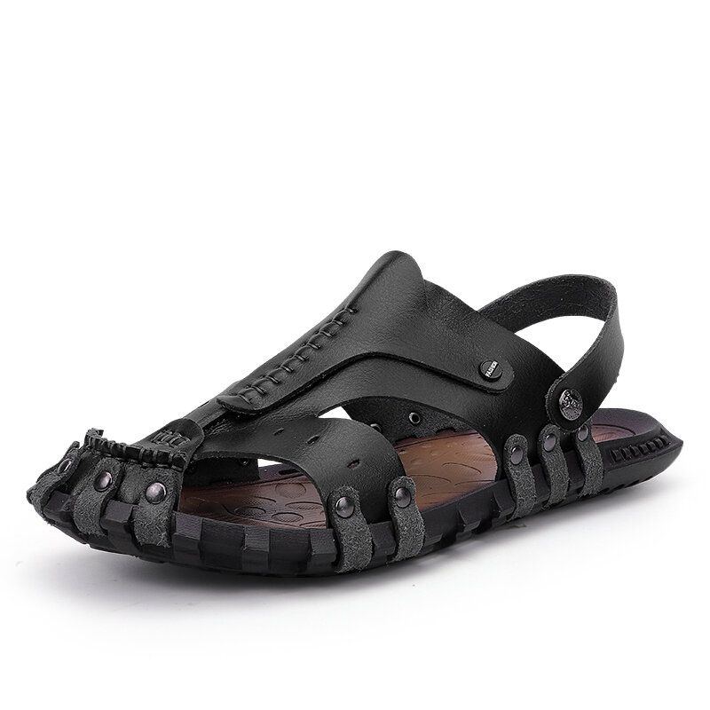 Herren Mikrofaser Stiching Lässige Strand Ledersandalen