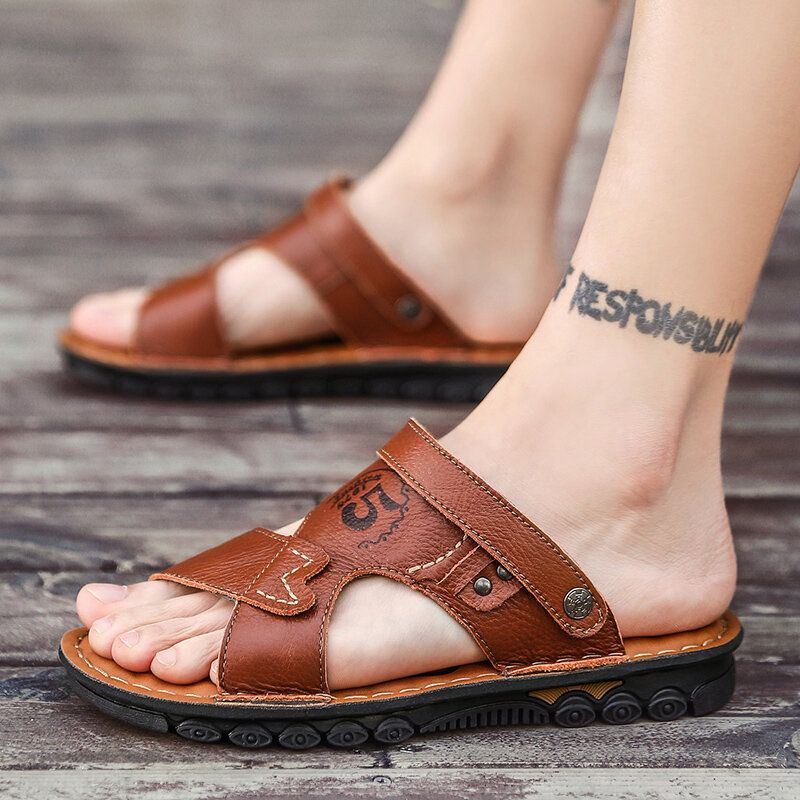 Herren Open Toe Outdoor Slip On Weiche Strandsandalen