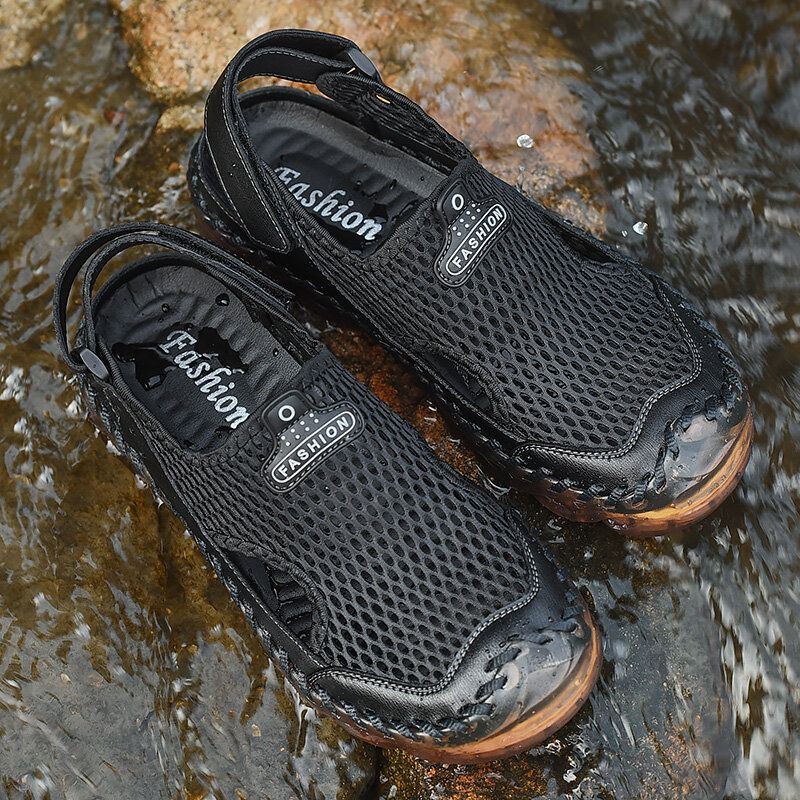 Herren Outdoor Mesh Handnähte Closed Toe Wasserschuhe