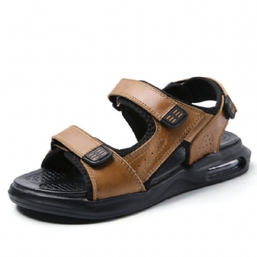 Herren Outdoor Sport Gepolsterte Bequeme Strandsandalen Aus Leder Mit Klettverschluss