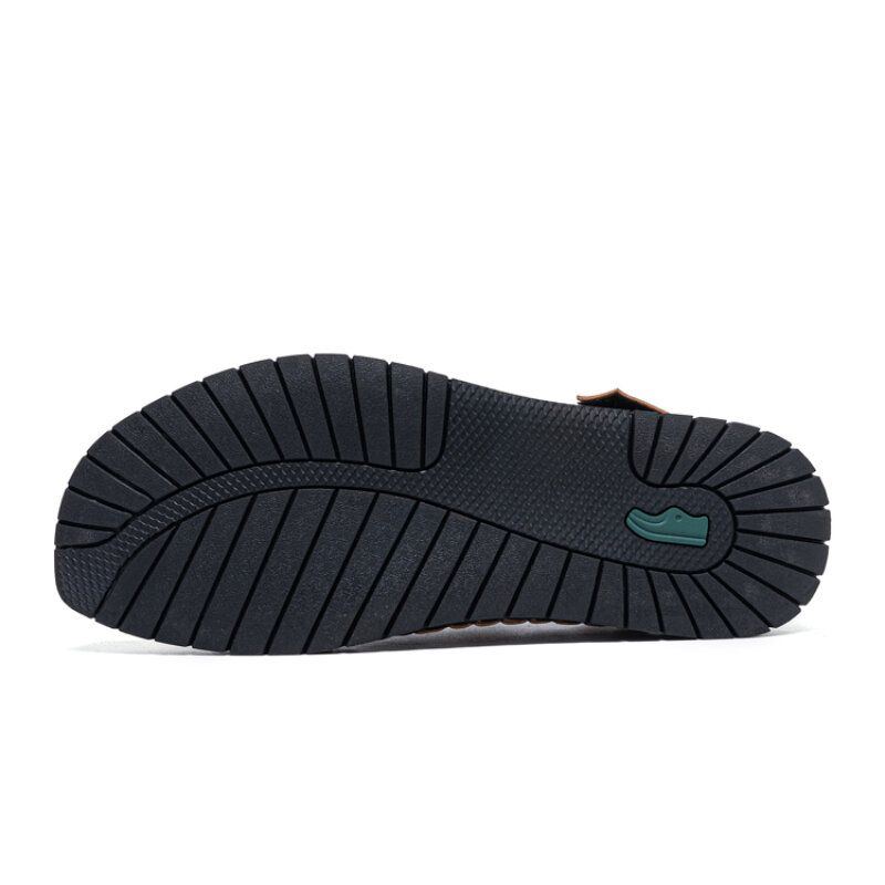 Herren Sommer Bequeme Mikrofaser Leder Spleißen Mesh Stoff Weiche Rückseite Klettverschluss Strandsandalen