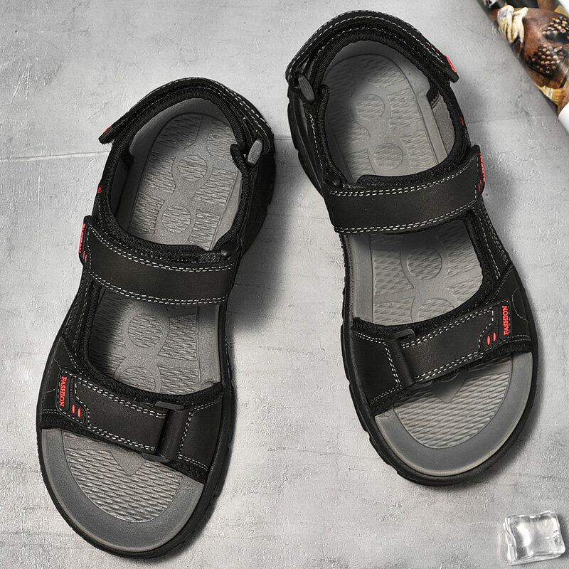 Herren Sommer Outdoor Bequeme Weiche Rindsleder Strandsandalen