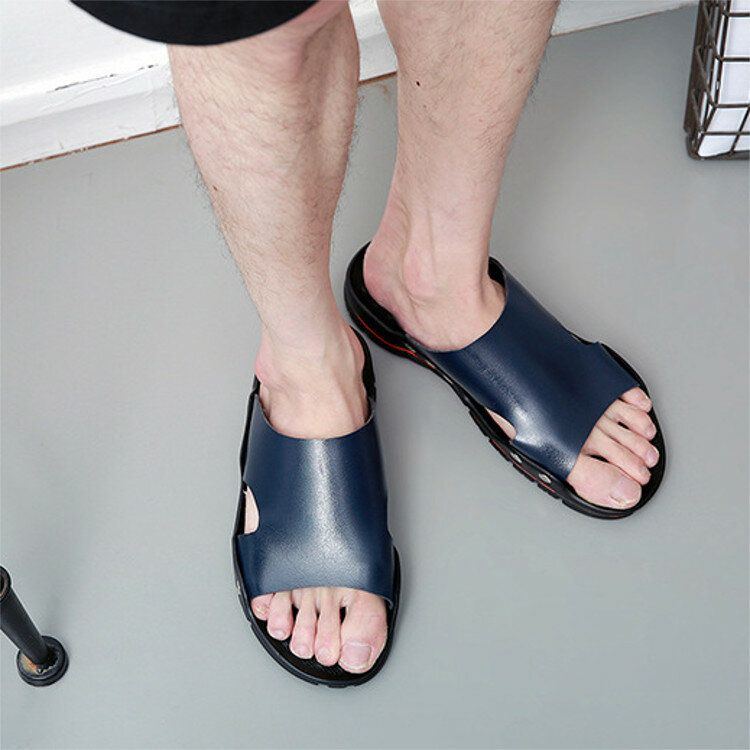 Herren Sommer Strand Casual Leder Sandalen Schuhe Schwimmen Anti Rutsch Hausschuhe