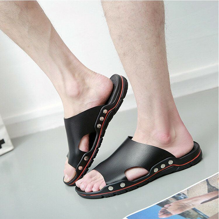 Herren Sommer Strand Casual Leder Sandalen Schuhe Schwimmen Anti Rutsch Hausschuhe