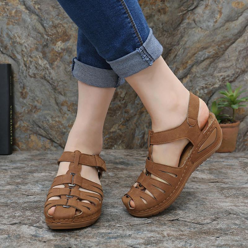 Hohle Splicing Buckle Hook Loop Gladiator Keilsandalen Für Damen