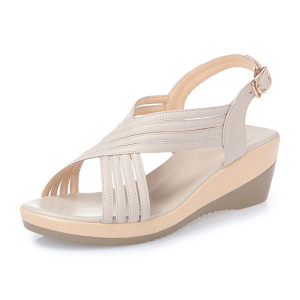 Lässige Bequeme Keilsandalen Aus Echtem Leder Für Damen