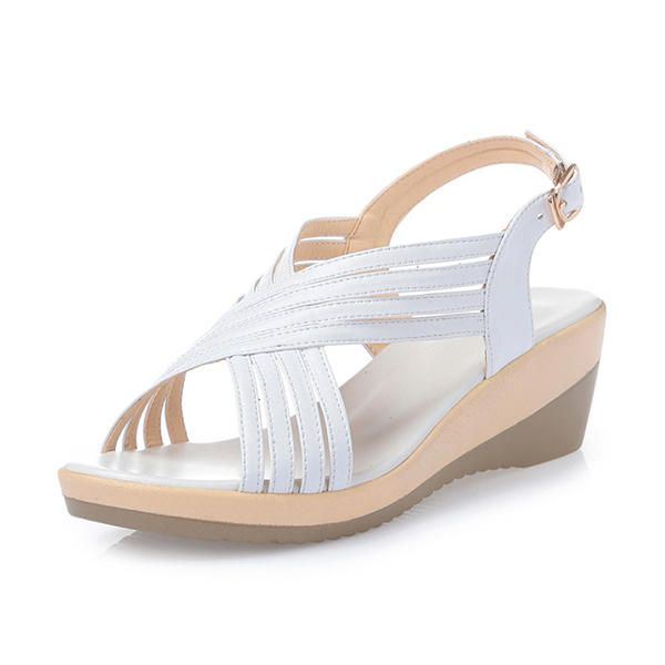 Lässige Bequeme Keilsandalen Aus Echtem Leder Für Damen