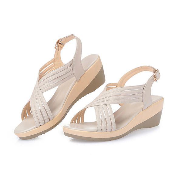 Lässige Bequeme Keilsandalen Aus Echtem Leder Für Damen