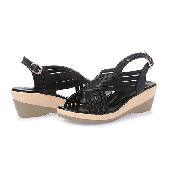 Lässige Bequeme Keilsandalen Aus Echtem Leder Für Damen