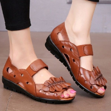 Lässige Flache Sandalen Aus Echtem Leder Für Damen