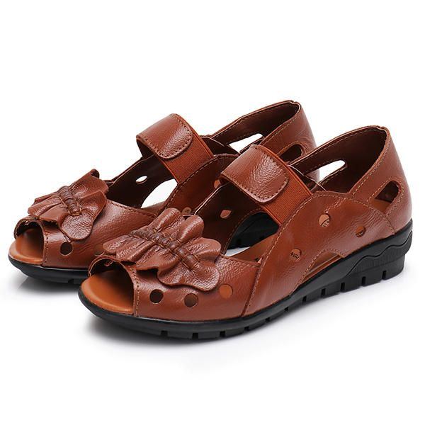 Lässige Flache Sandalen Aus Echtem Leder Für Damen