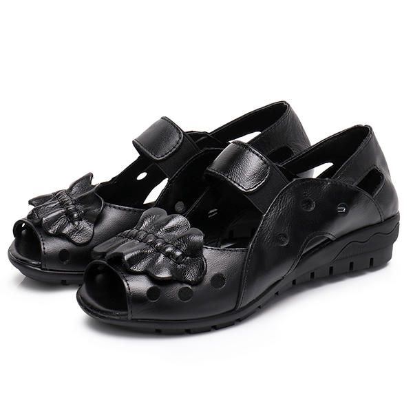 Lässige Flache Sandalen Aus Echtem Leder Für Damen