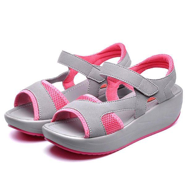 Lässige Keilsandalen Für Damen Atmungsaktive Schuhe Mit Rocker Sohle