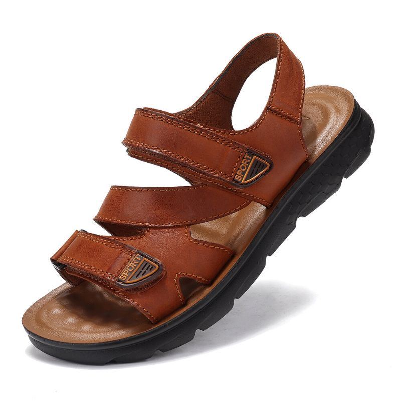 Lässige Rutschfeste Sandalen Aus Mikrofaser Leder Mit Klettverschluss