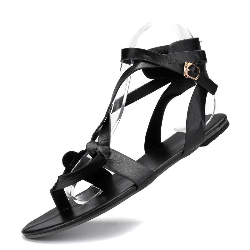 Lässige Sandalen Mit Clip Toe Große Römische Knöchelriemen Für Damen