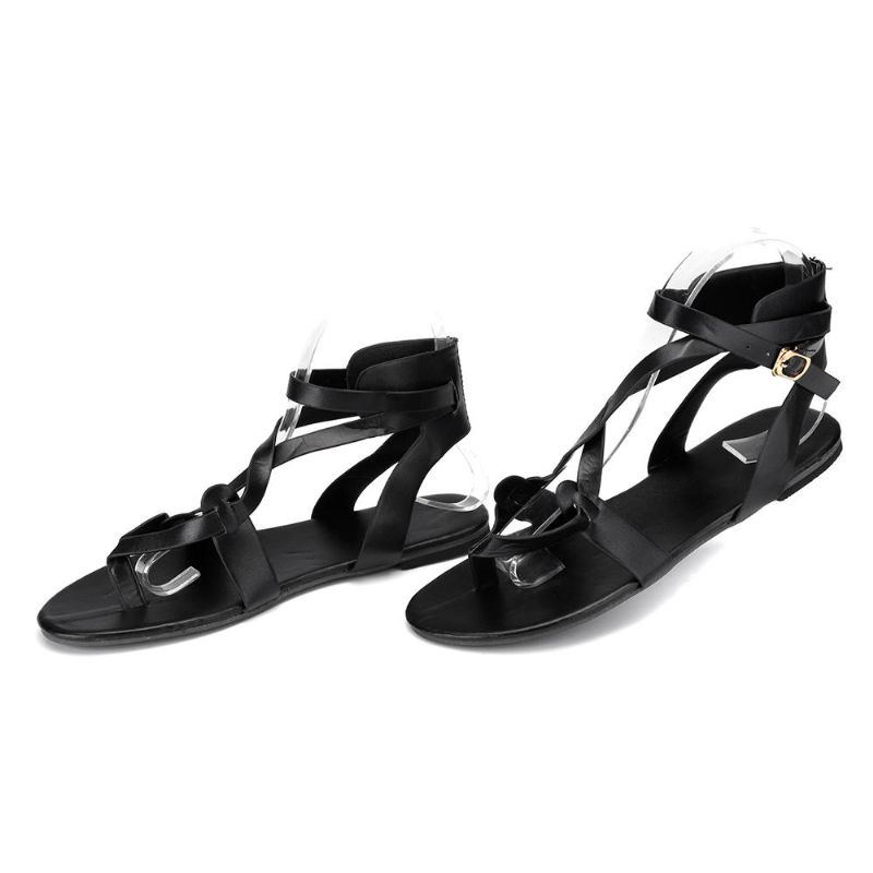 Lässige Sandalen Mit Clip Toe Große Römische Knöchelriemen Für Damen