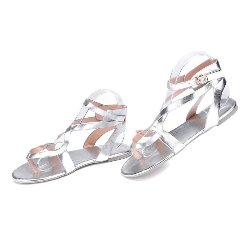 Lässige Sandalen Mit Clip Toe Große Römische Knöchelriemen Für Damen