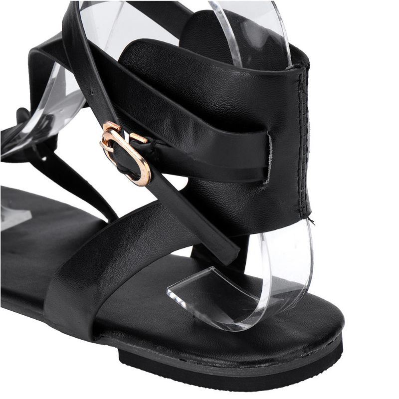 Lässige Sandalen Mit Clip Toe Große Römische Knöchelriemen Für Damen